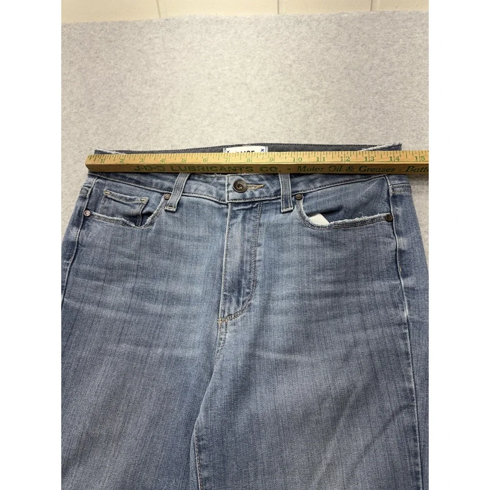 Paige Hoxton Ankle Jeans‎ Womens 28 Blue Medium Wash Raw Hem Distressed Stretch